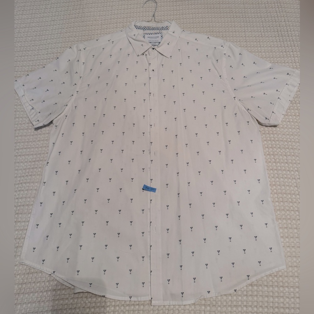 Men's White Martini Glass Patterned Shirt